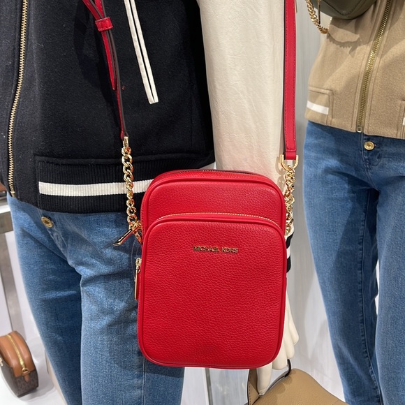 MICHAEL KORS Jet Set Travel Medium Logo NS Chain XBody Leather Crossbody Flight - Picture 12 of 16